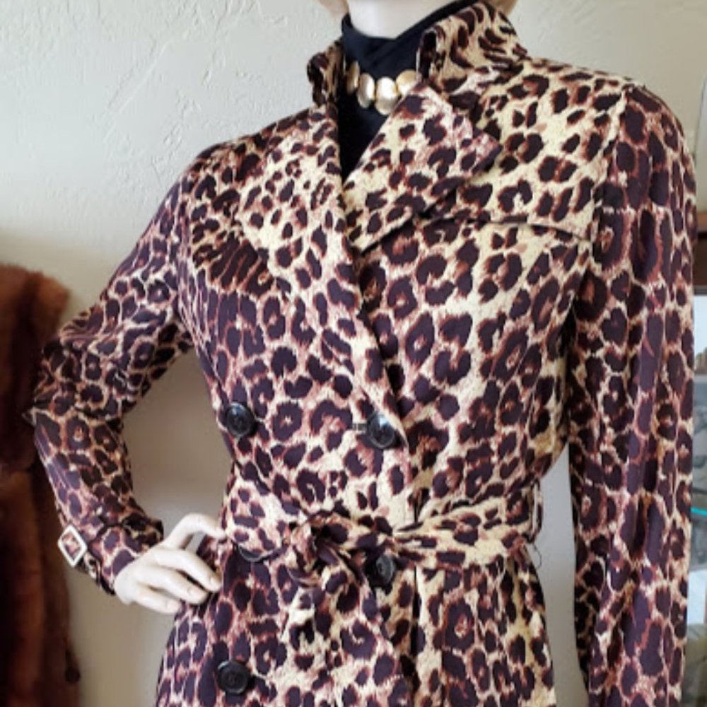 VERTIGO PARIS Cheetah Leopard Trench Jacket - Picture 3 of 11